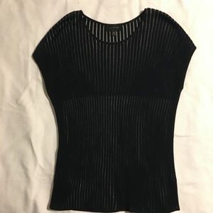 🖤Investments Sz Med sleeveless sweater.  Woven stripe with sheer